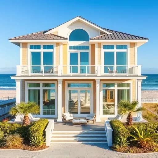 Elegant coastal home remodel in Ocean Isle Beach NC features modern design with traditional beach elements and ocean views.