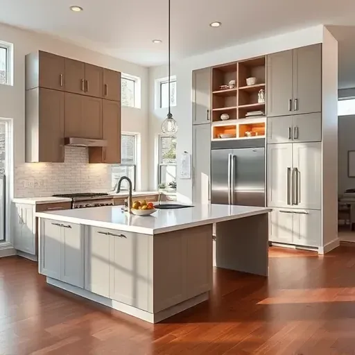 Recently remodeled kitchen in Jacksonville NC with modern cabinetry, stainless steel appliances, and polished stone countertops.