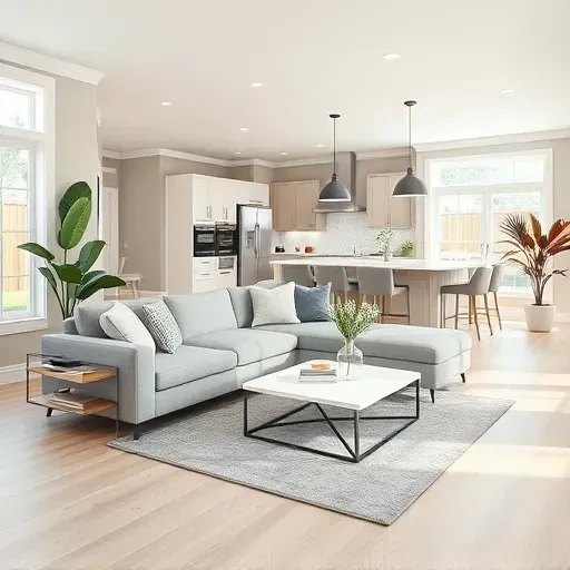 Stylish remodeled living room in Bridgeton NC with modern design, hardwood floors, and bright natural light.