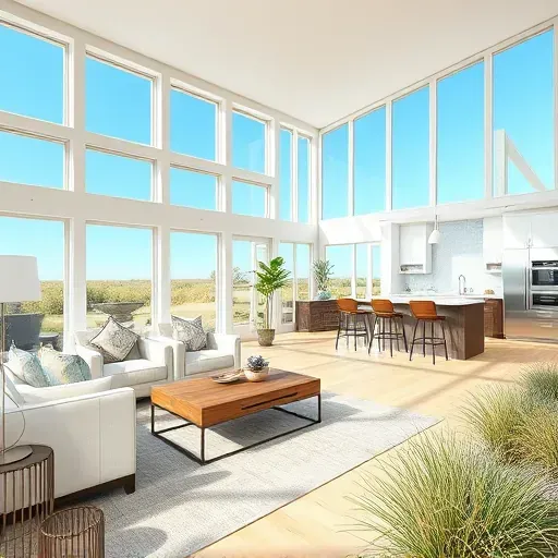 Renovated coastal home in Topsail Beach NC featuring open living space, stylish decor, and manicured garden.