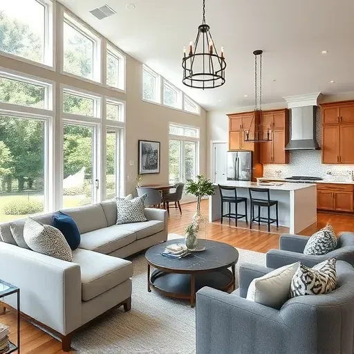 A stylish modern living space in Leland NC featuring natural light, cozy furniture, and elegant decor accents.