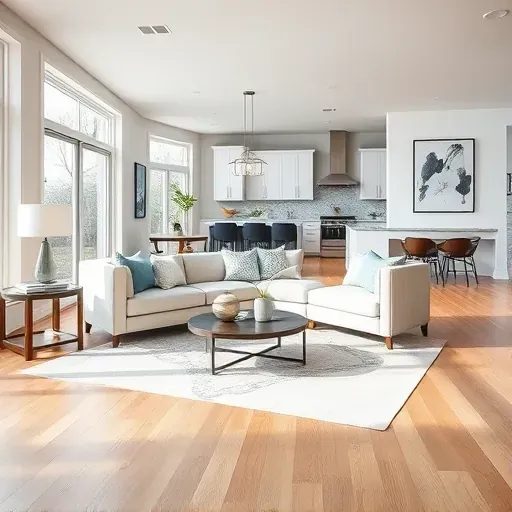 Elegant living room in Hubert, NC, featuring modern furnishings, hardwood floors, and natural light with stylish decor.