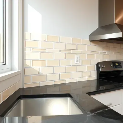 Beautiful neutral beige and white subway tile backsplash in a modern Jacksonville kitchen emphasizing craftsmanship and clean design
