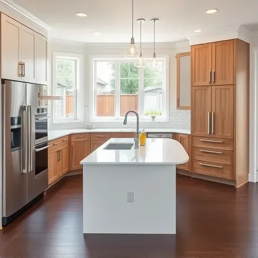 Recently remodeled kitchen in Jacksonville NC with modern appliances, quartz countertops, and natural light filling the space.
