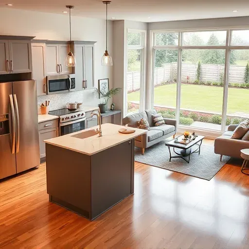 Completed home remodel in Boiling Spring Lakes NC features a modern kitchen, cozy living room, and landscaped backyard.