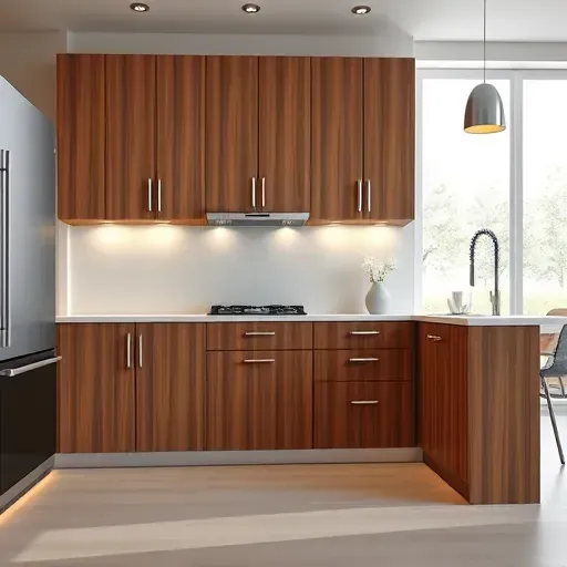 Freshly installed modern kitchen cabinets in Jacksonville NC with polished surfaces, elegant hardware, and natural light.