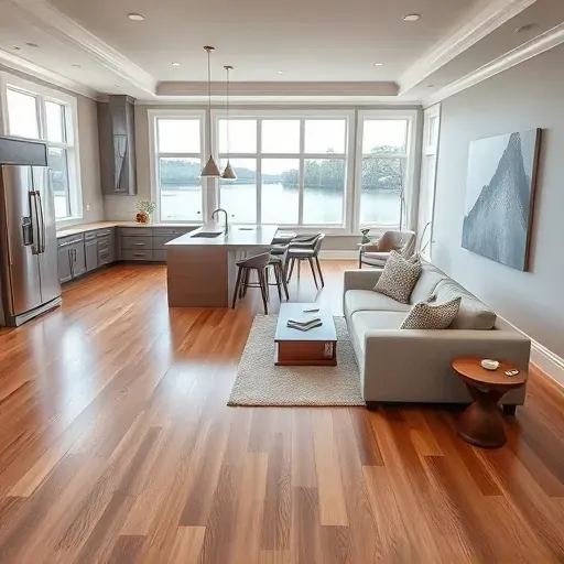 Completed home remodel in Boiling Spring Lakes NC featuring open living space with hardwood floors and modern kitchen.