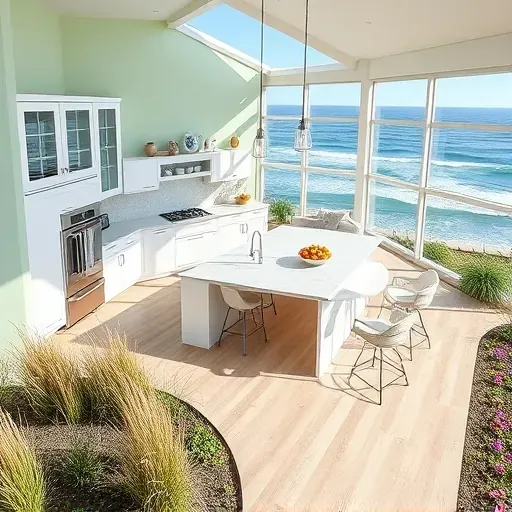 Completed home remodel in Holden Beach NC with modern coastal design, bright kitchen, and inviting outdoor space.