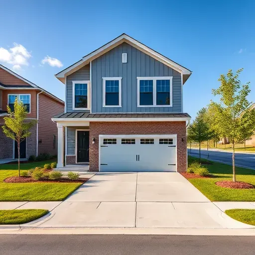 Modern Jacksonville NC home with large windows lush landscaping and pristine exterior in a quiet suburban neighborhood