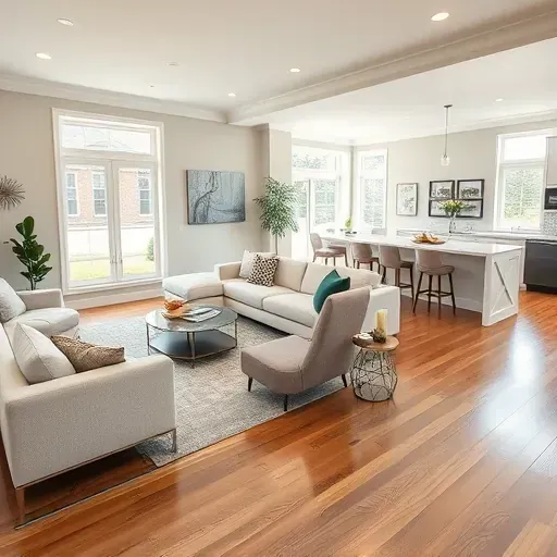 Stylish open-concept living room in Burgaw, NC featuring modern furnishings and natural light, perfect for home remodeling inspiration.