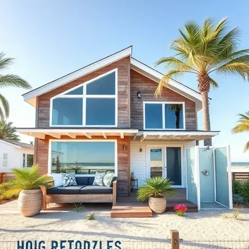 Modern coastal home remodeling in North Topsail Beach NC with inviting porch, lush landscaping, and ocean views.