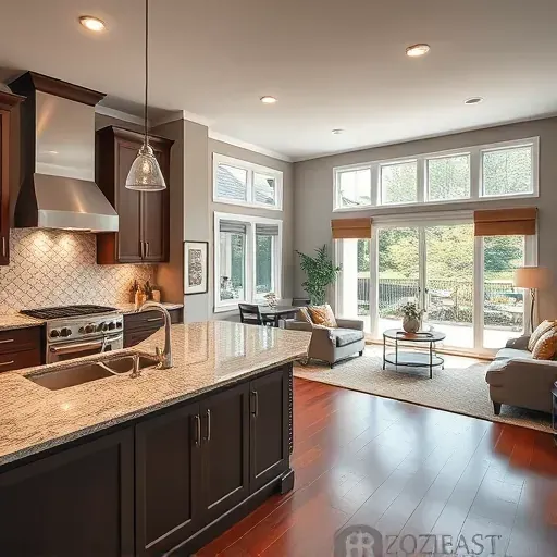 Modern kitchen remodel in Hubert NC with stainless steel appliances, granite countertops, and elegant cabinetry.