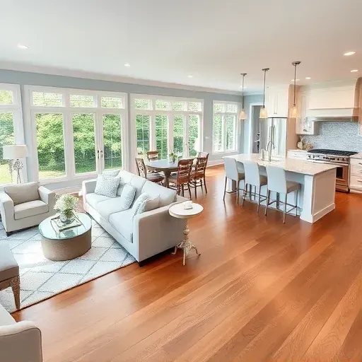 Stunning open-concept living space in Point Harbor NC featuring coastal charm, elegant furniture, and modern amenities.