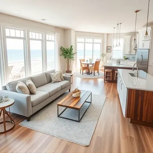 Home remodeling in Wrightsville Beach NC featuring coastal-inspired design, elegant furnishings, and beach views.