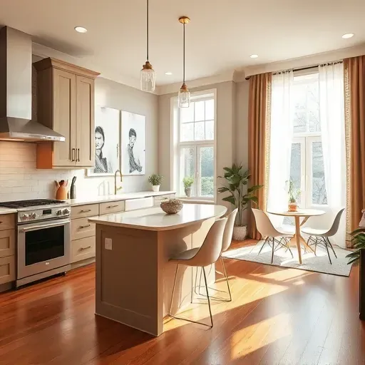 Stunning kitchen remodel in Bridgeton NC with modern appliances, elegant cabinetry, and open-concept living area.