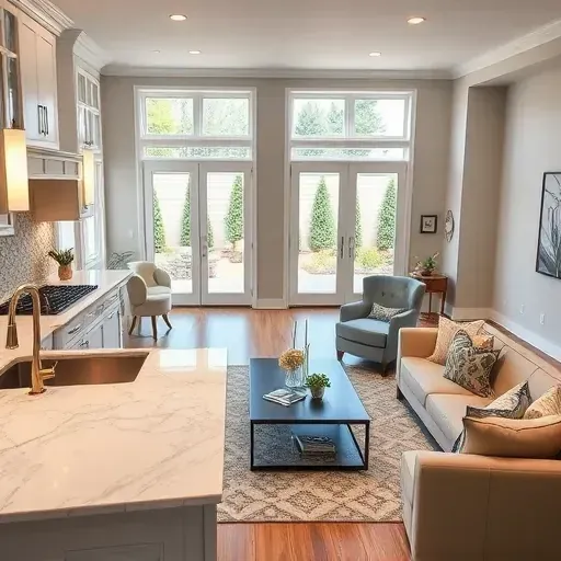 Modern kitchen remodeling in Jacksonville NC with sleek cabinets, high-end appliances, and elegant marble countertops.