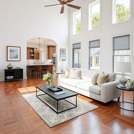 Modern Cape Carteret home remodel featuring a spacious living room, elegant decor, and an open-concept kitchen.