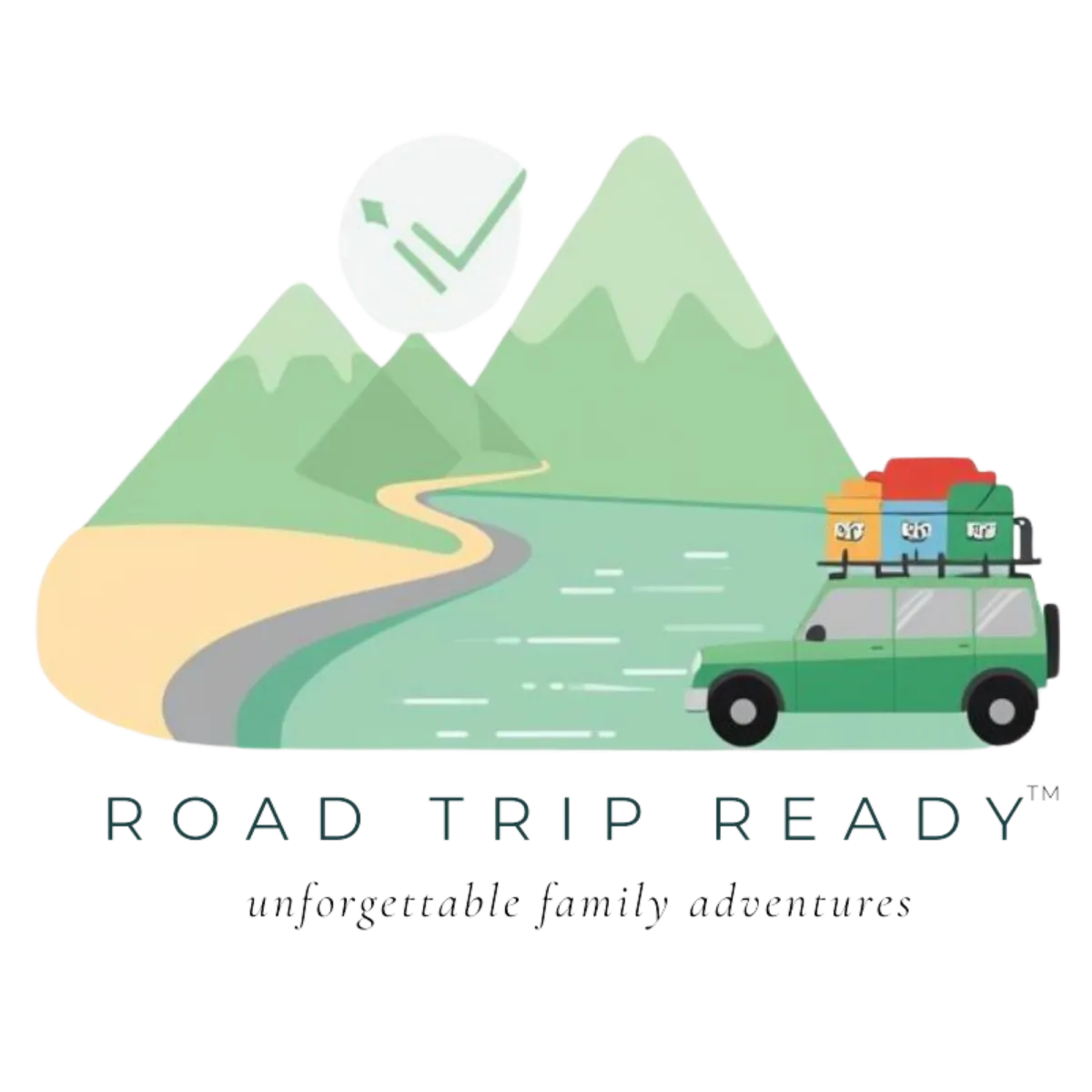 Off-road vehicle packed with gear driving near mountains and river