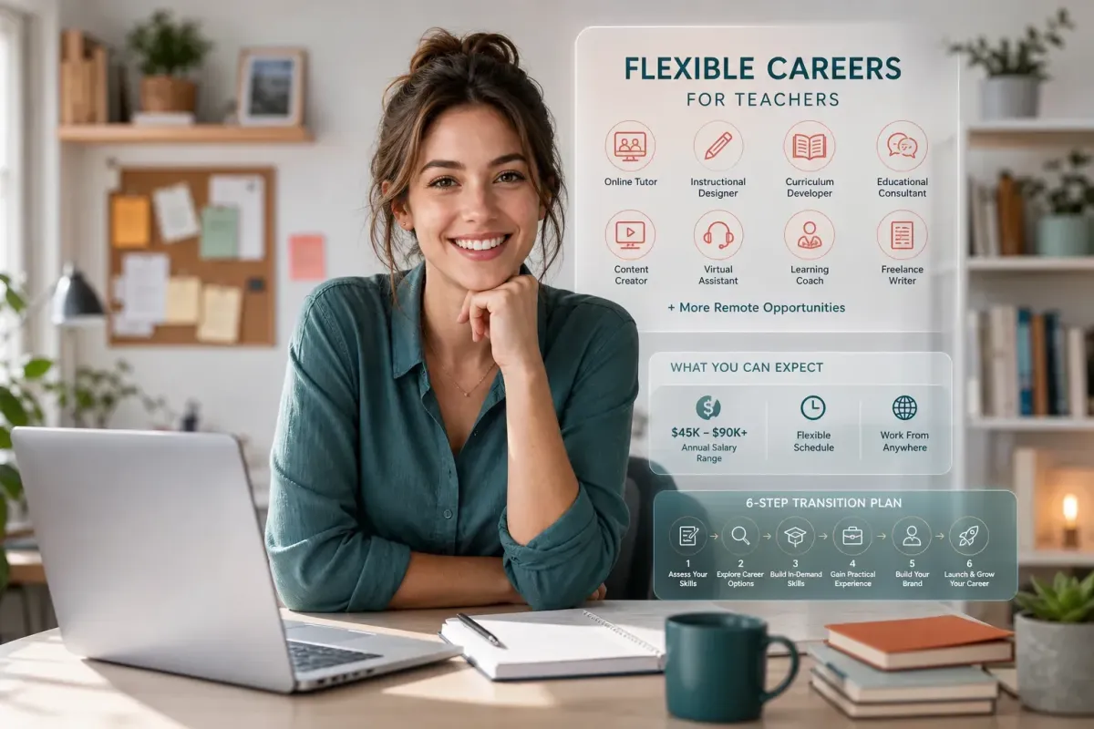 Teacher exploring flexible jobs for former teachers in customer success and more