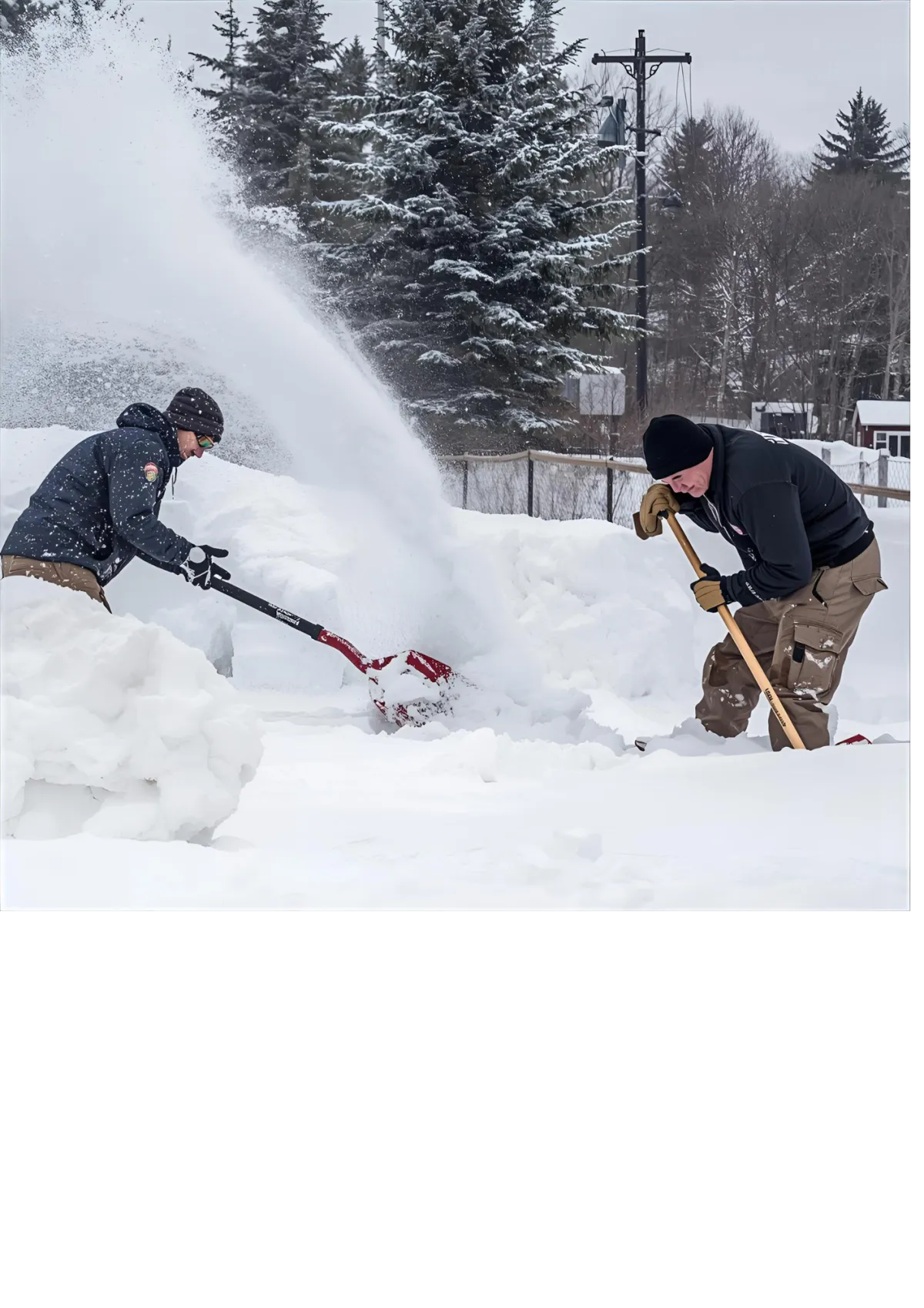 Bars Property Services team clearing snow from a residential property in Halifax during winter.