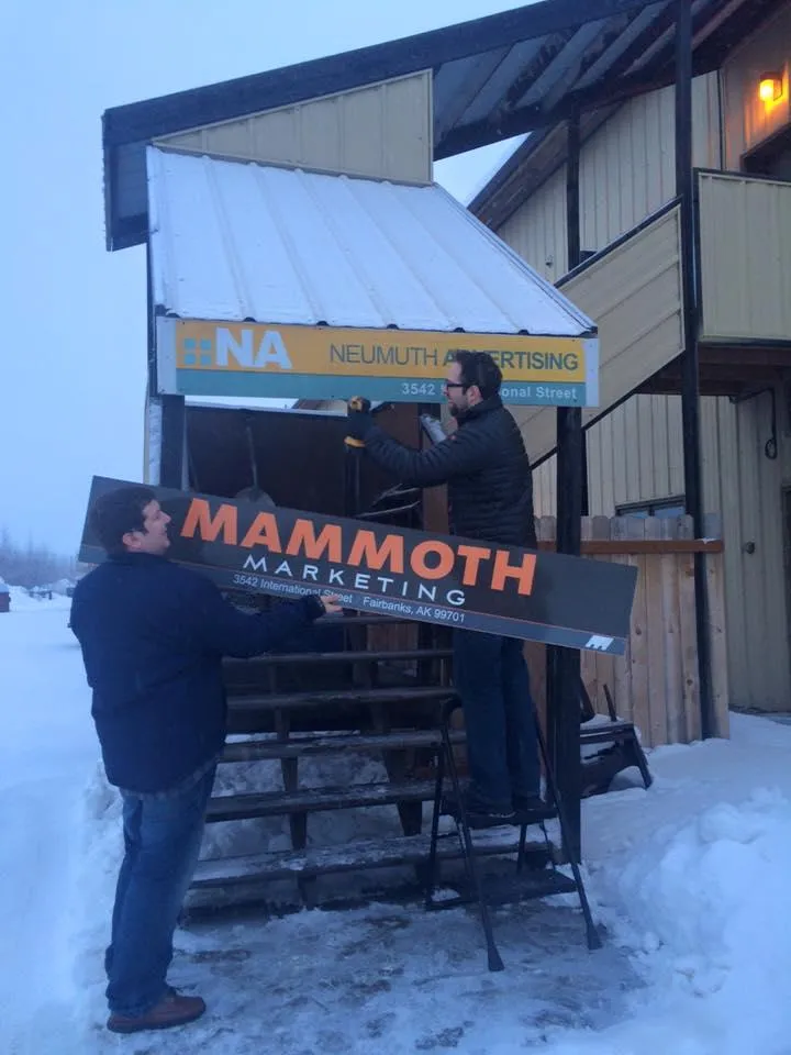 Sign for Mammoth Marketing going up