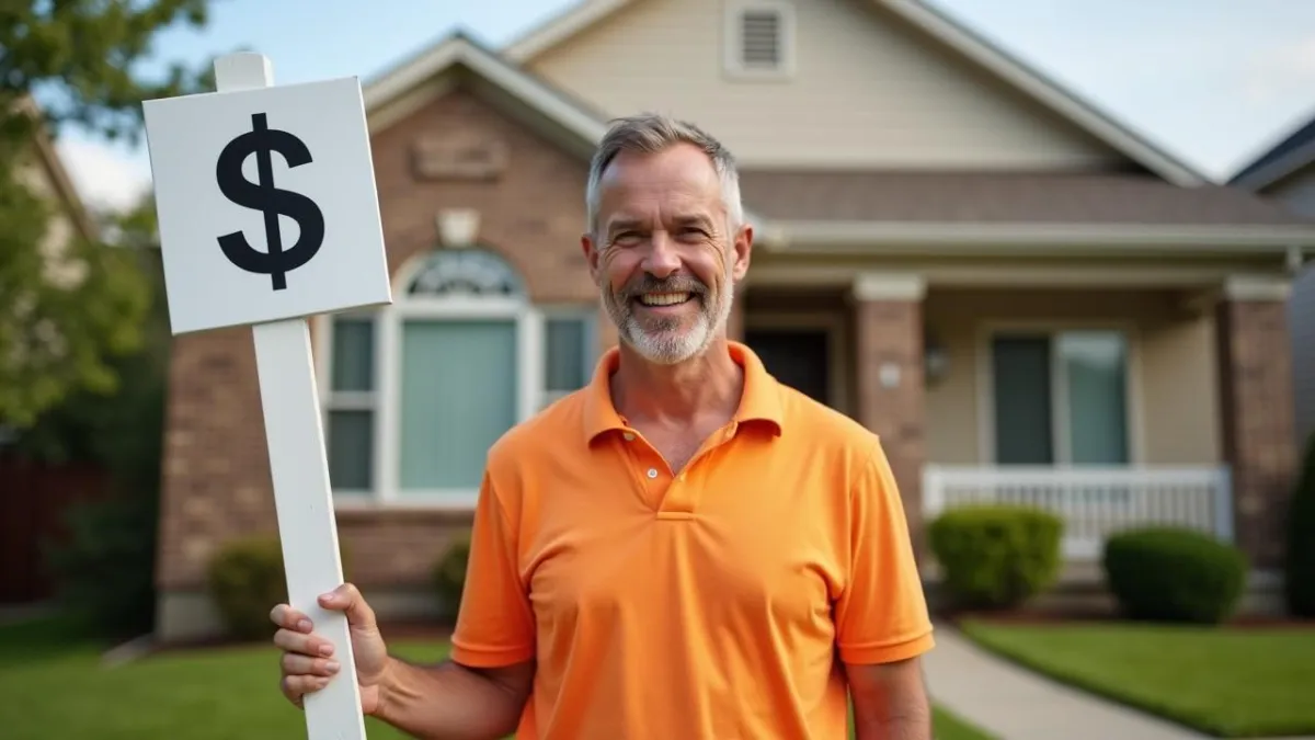 plumber holding dollar sign