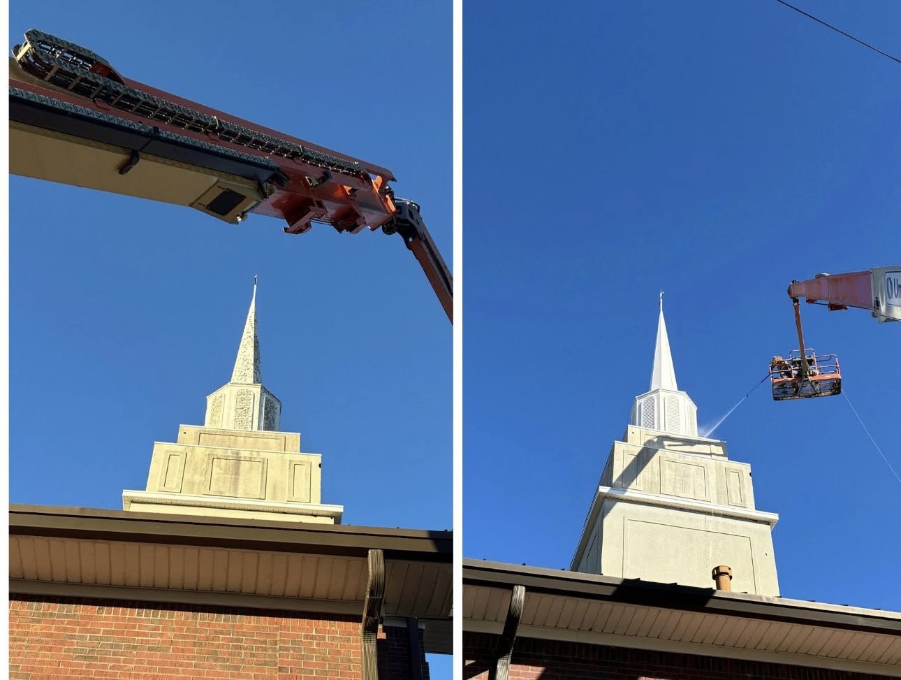 Before and after soft wash house cleaning near Ole Miss in Oxford, MS by Garrett-Webb Solutions