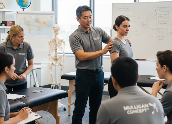 Mulligan with Movement USA educator demonstrating shoulder Mobilization with Movement.