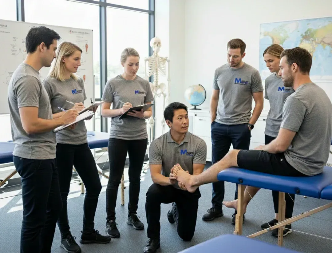 Mulligan with Movement USA instructor demonstrating Mulligan Concept foot mobilization.