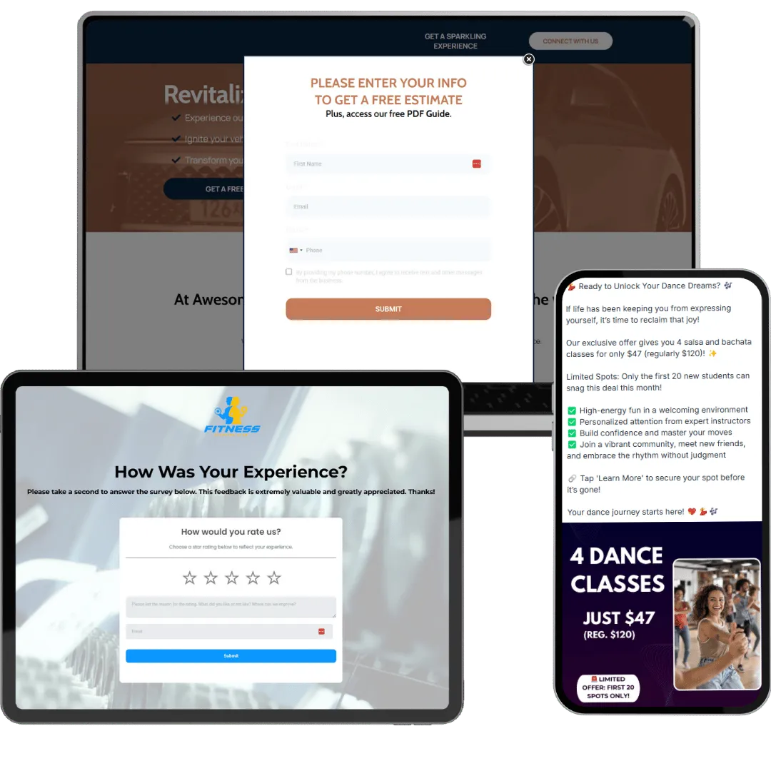 Growgine screen mock up - all in one marketing platform for small businesses
