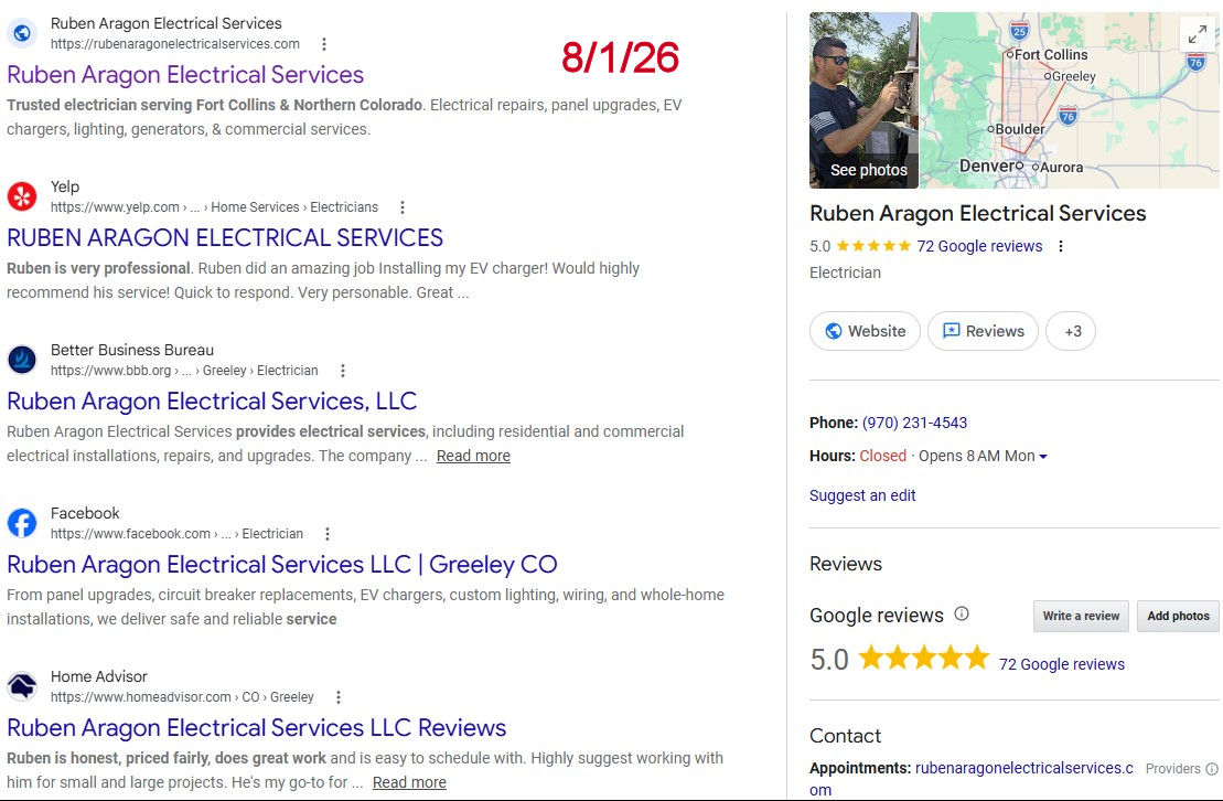Colorado electrician online presence improvement