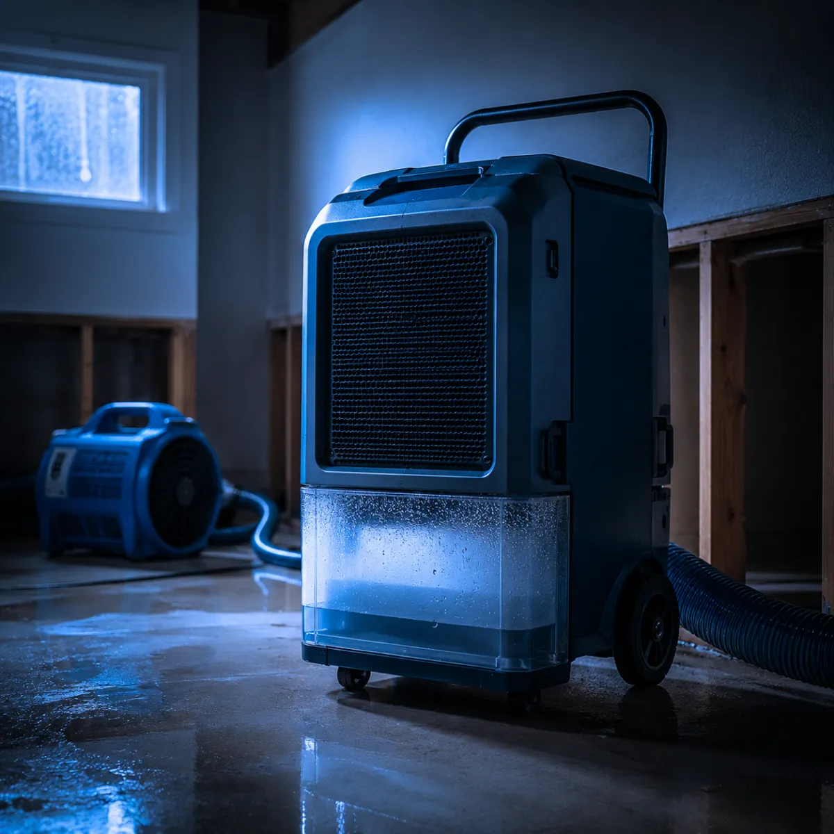 Technician monitoring humidity during dehumidification services in Greater Houston