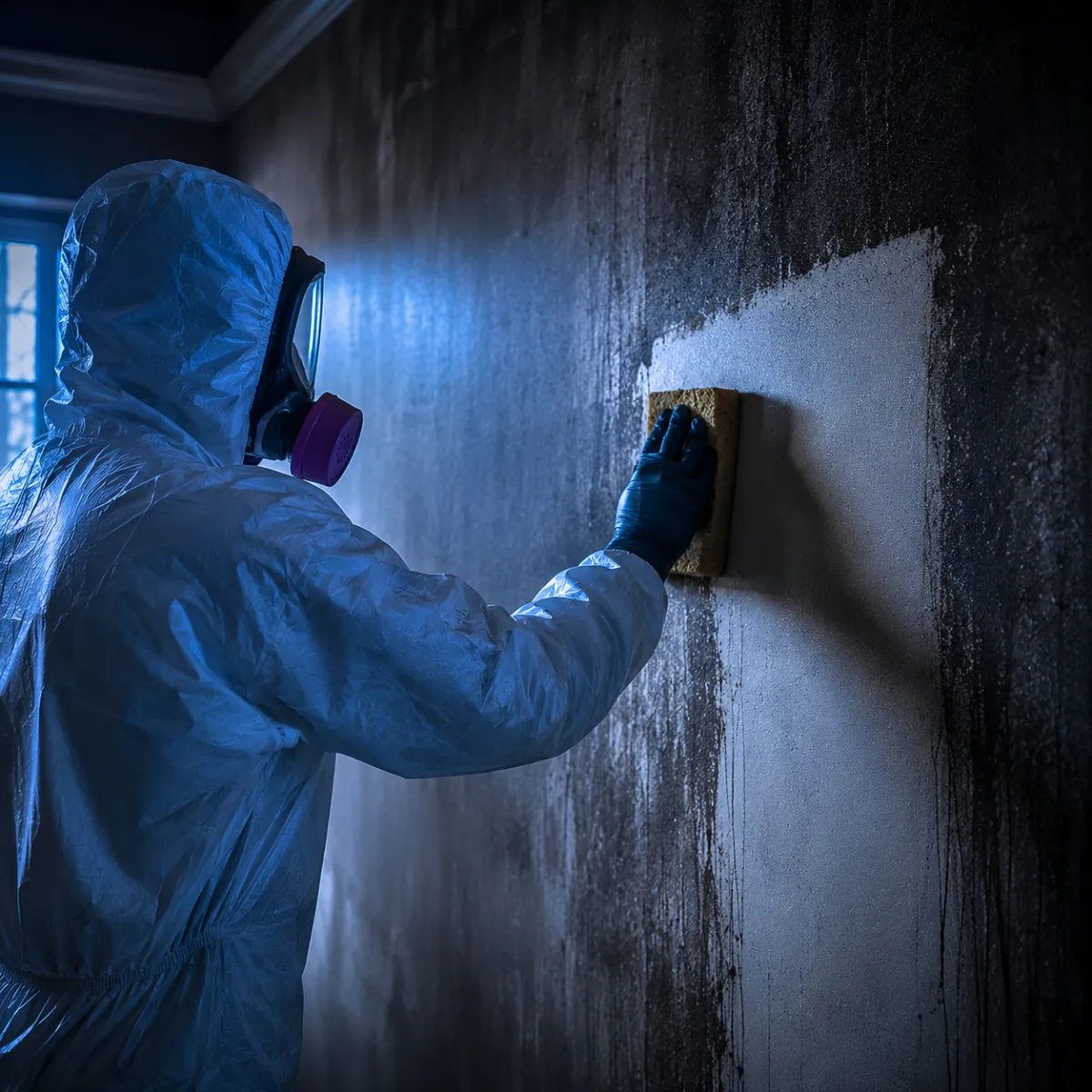 Technician cleaning smoke residue step by step in Greater Houston