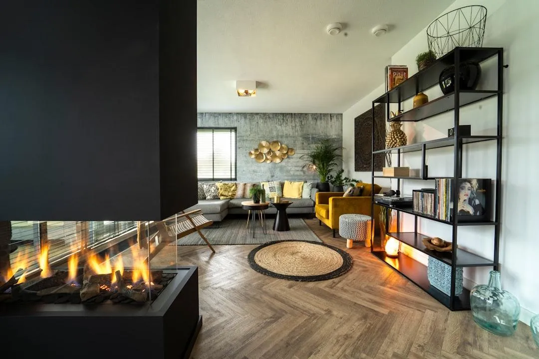 gray sectional couch on gray carpet