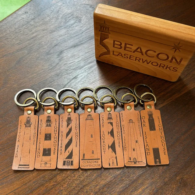 Keychains - rectangular on leather