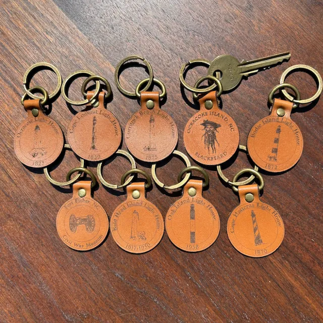 Keychains - round, leather