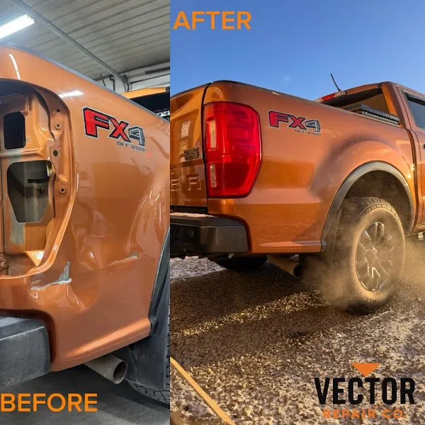 Paintless dent repair before and after - Vector Repair Co, Marietta OH