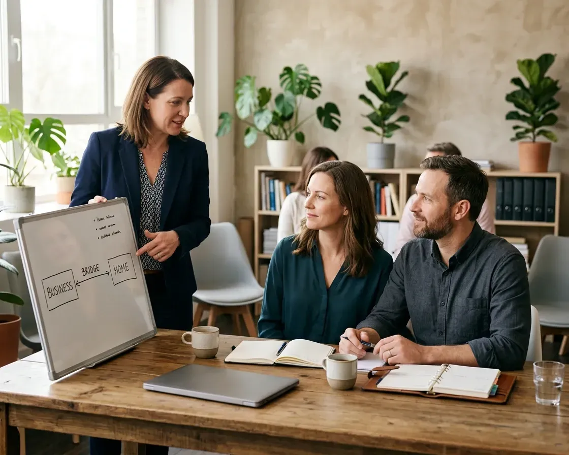 selective focus photography of people sits in front of table inside room