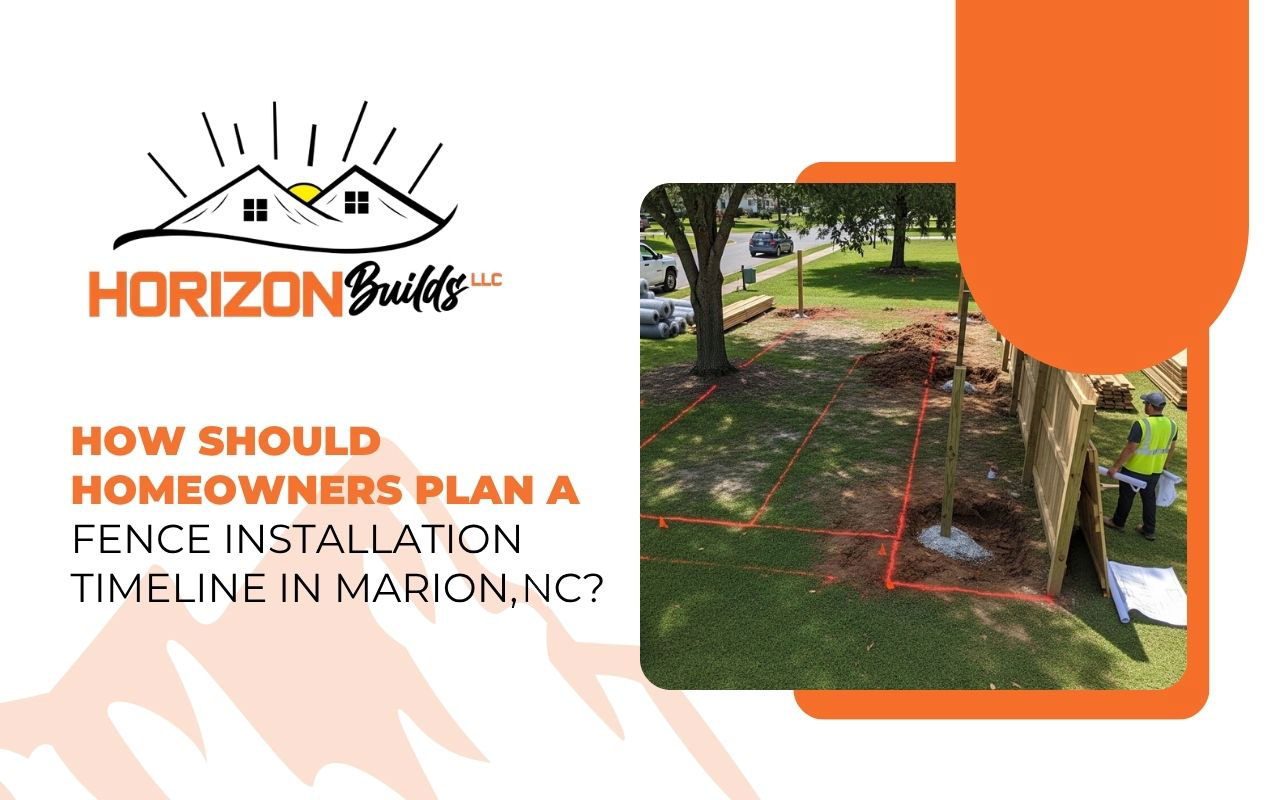 fence installation timeline in Marion, SC yard planning with marked fence line