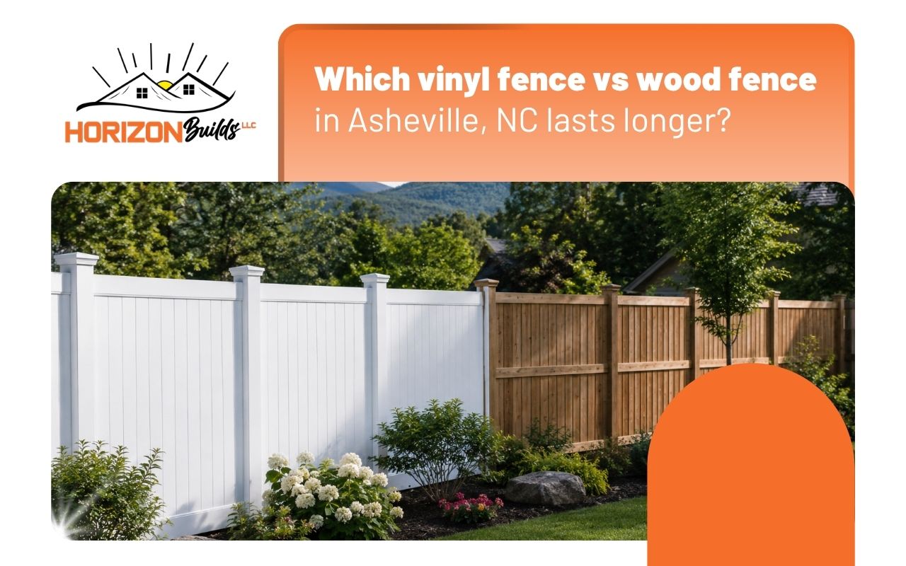 vinyl fence vs wood fence in Asheville, NC backyard comparison