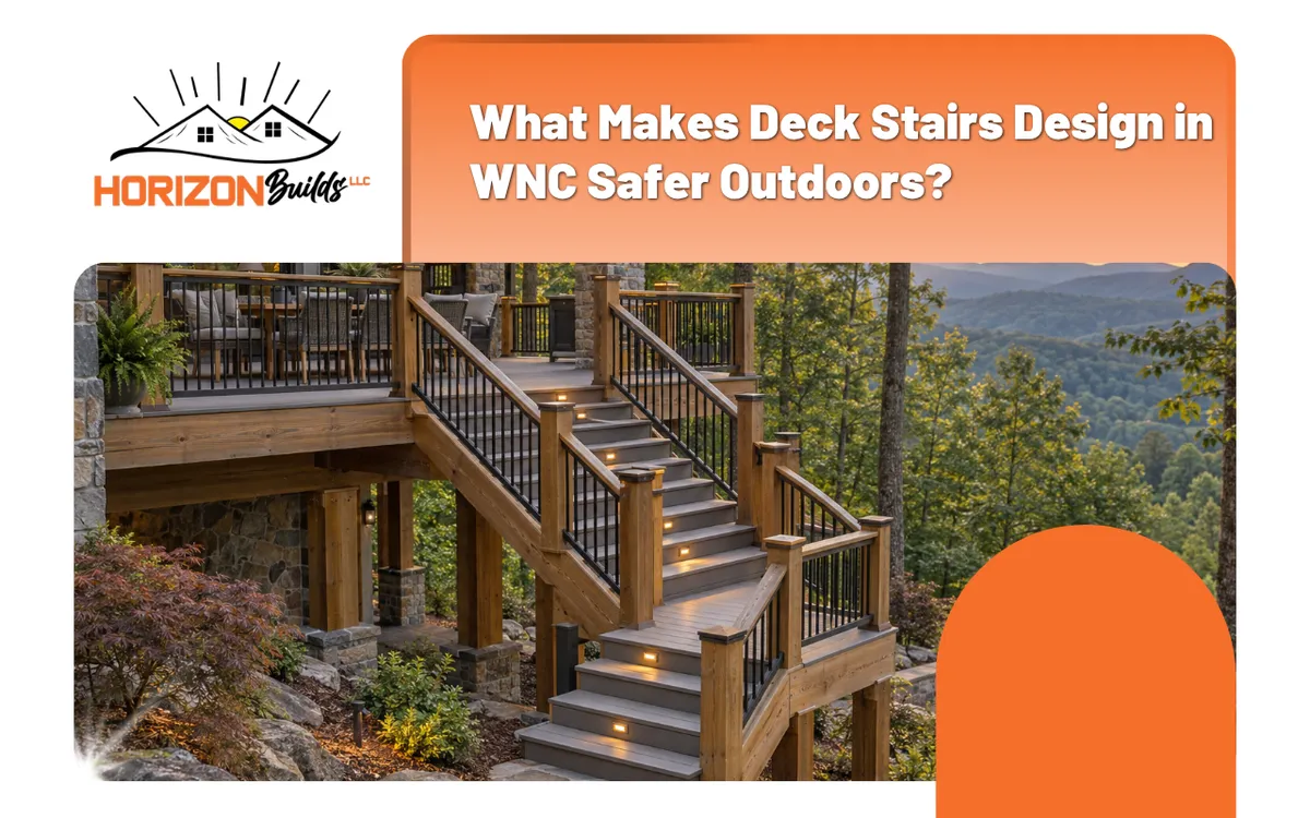 deck stairs design in WNC for a mountain home outdoor space deck-stairs-design-in-wnc-safe-wood-steps