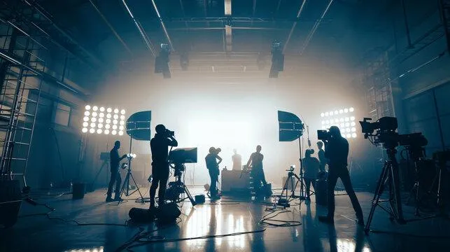 A close up of a movie clapper on the ground