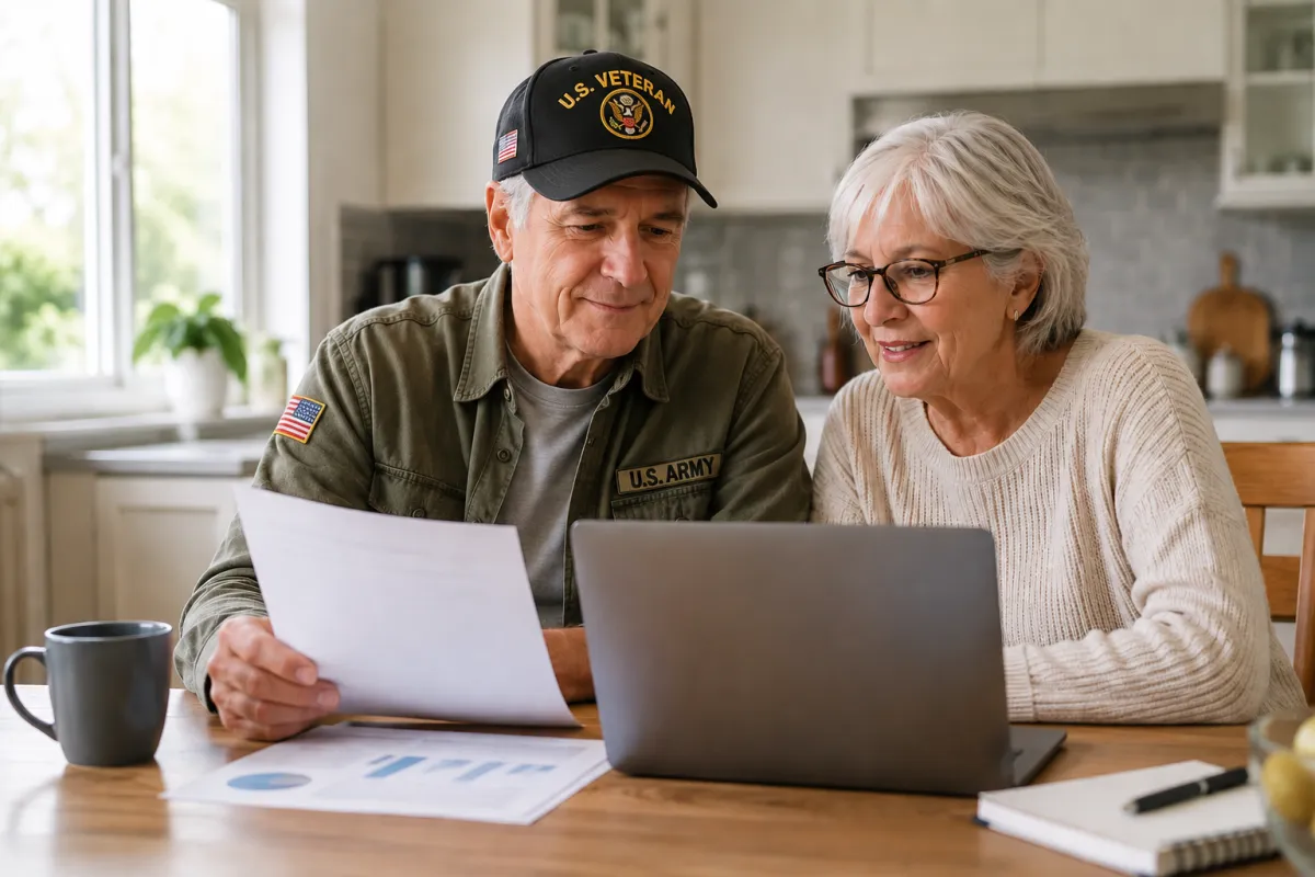 Retired military veteran looking over health benefits options
