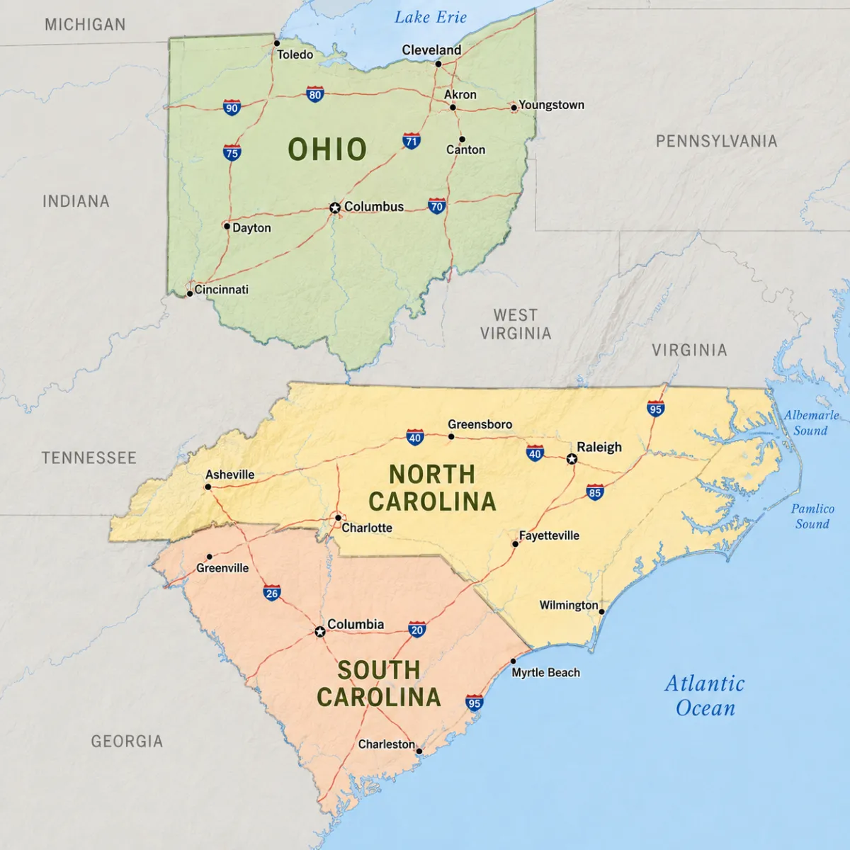 Map of licensed states for One Source Benefits including Ohio, North Carolina, and South Carolina