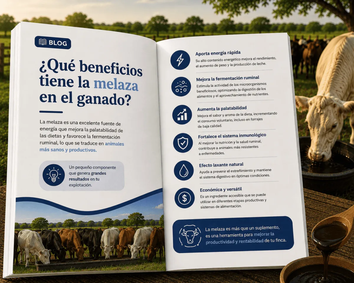 ¿Qué beneficios tiene la melaza en el ganado?