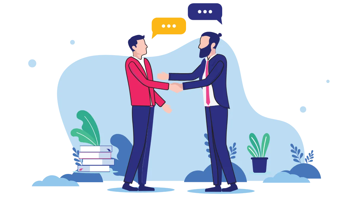 Illustration of a mortgage broker supporting a self-employed client through the loan process