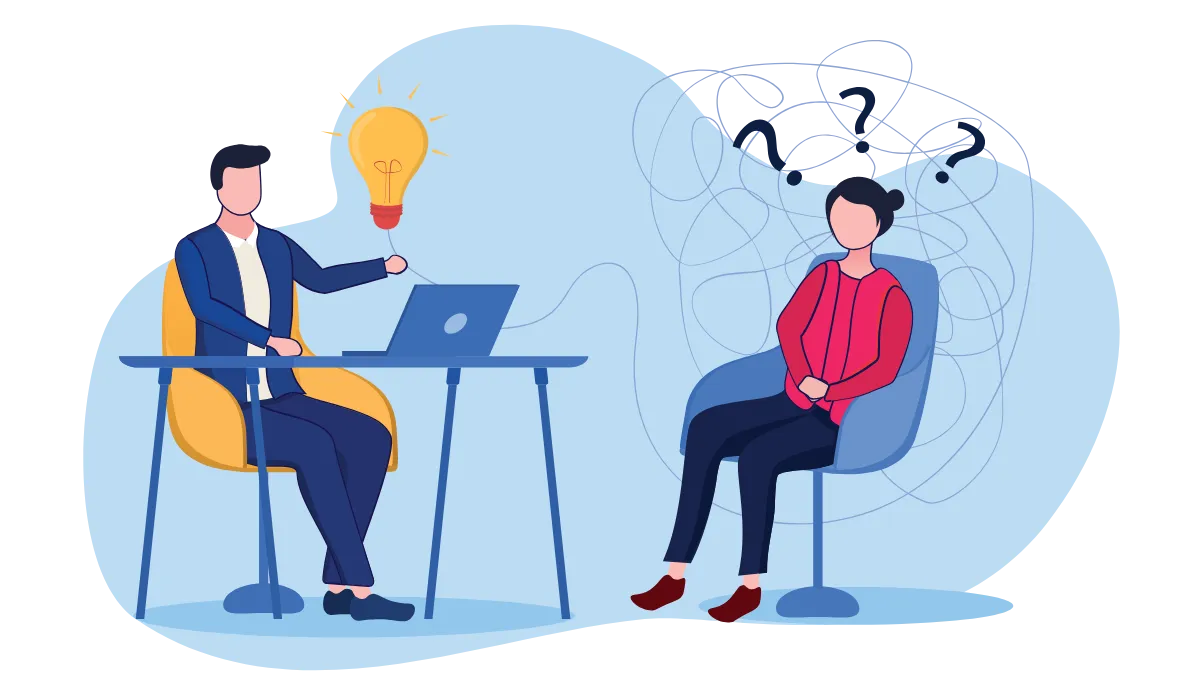 Illustration showing financial advisor providing expert guidance for complex self-managed super fund investment decisions