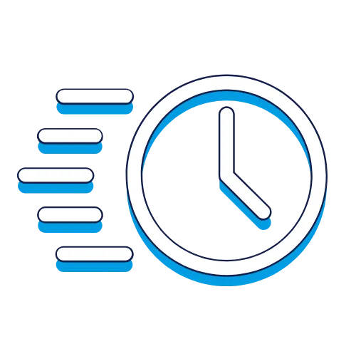 Clock icon representing efficient approvals and a streamlined process