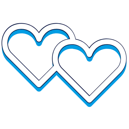 Heart icons representing customer satisfaction and trust