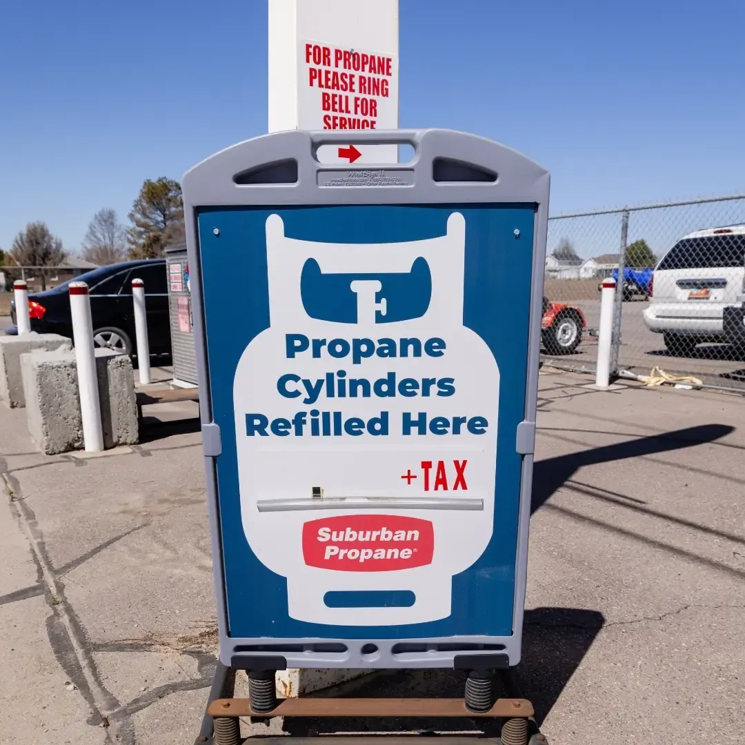 Propane cylinder refill exchange and refill sign